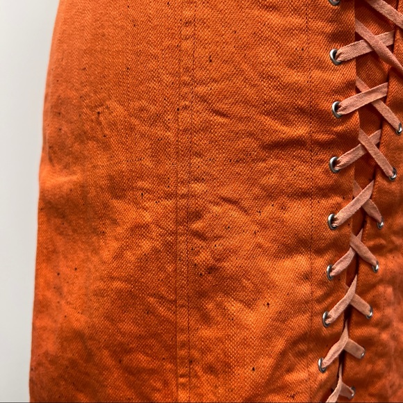 UO Rae Lace-Up Mini Skirt, Unreleased Color (Orange) - Picture 4 of 11